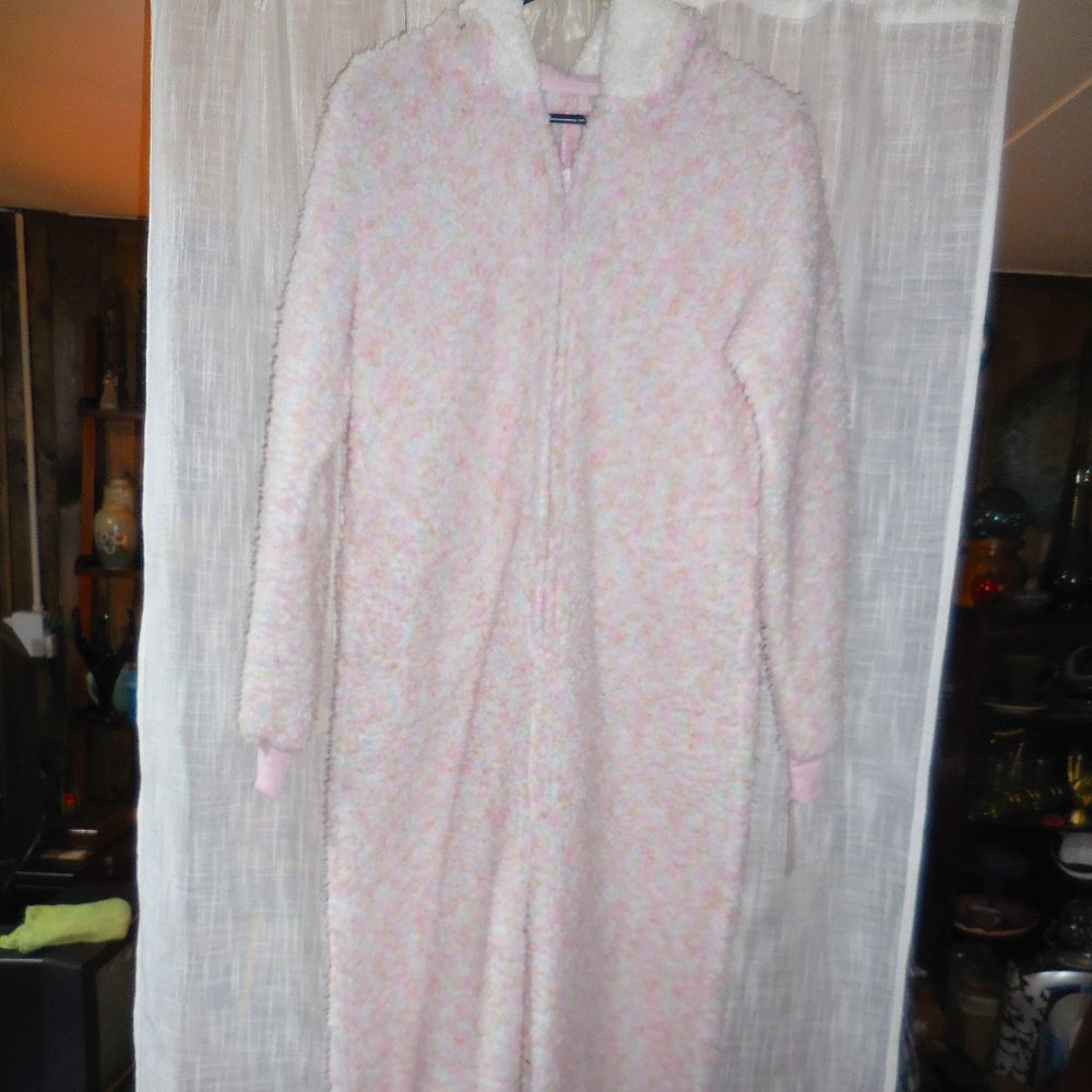 pink fleece fuzzy onesy